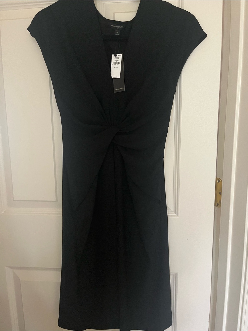 Banana Republic Black Twist-Front Cap Sleeve Dress Petite